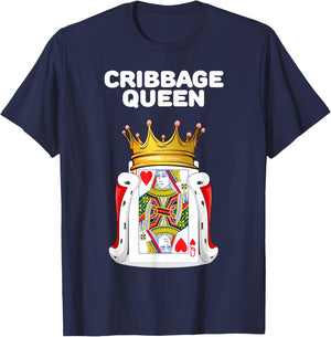 Cribbage Queen | Woman Cribbage | Cribbage T-Shirt - T-Shirt | Navy