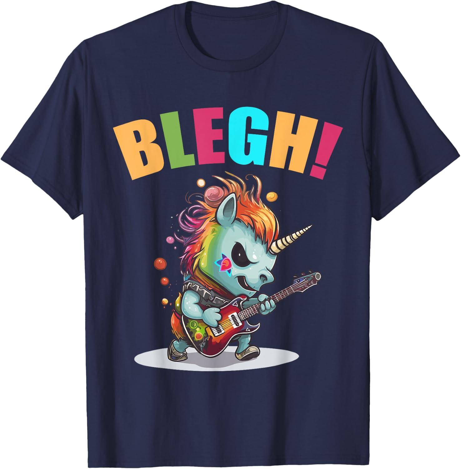 Blegh Heavy Metal Metalcore Unicorn T-Shirt - T-Shirt | Navy