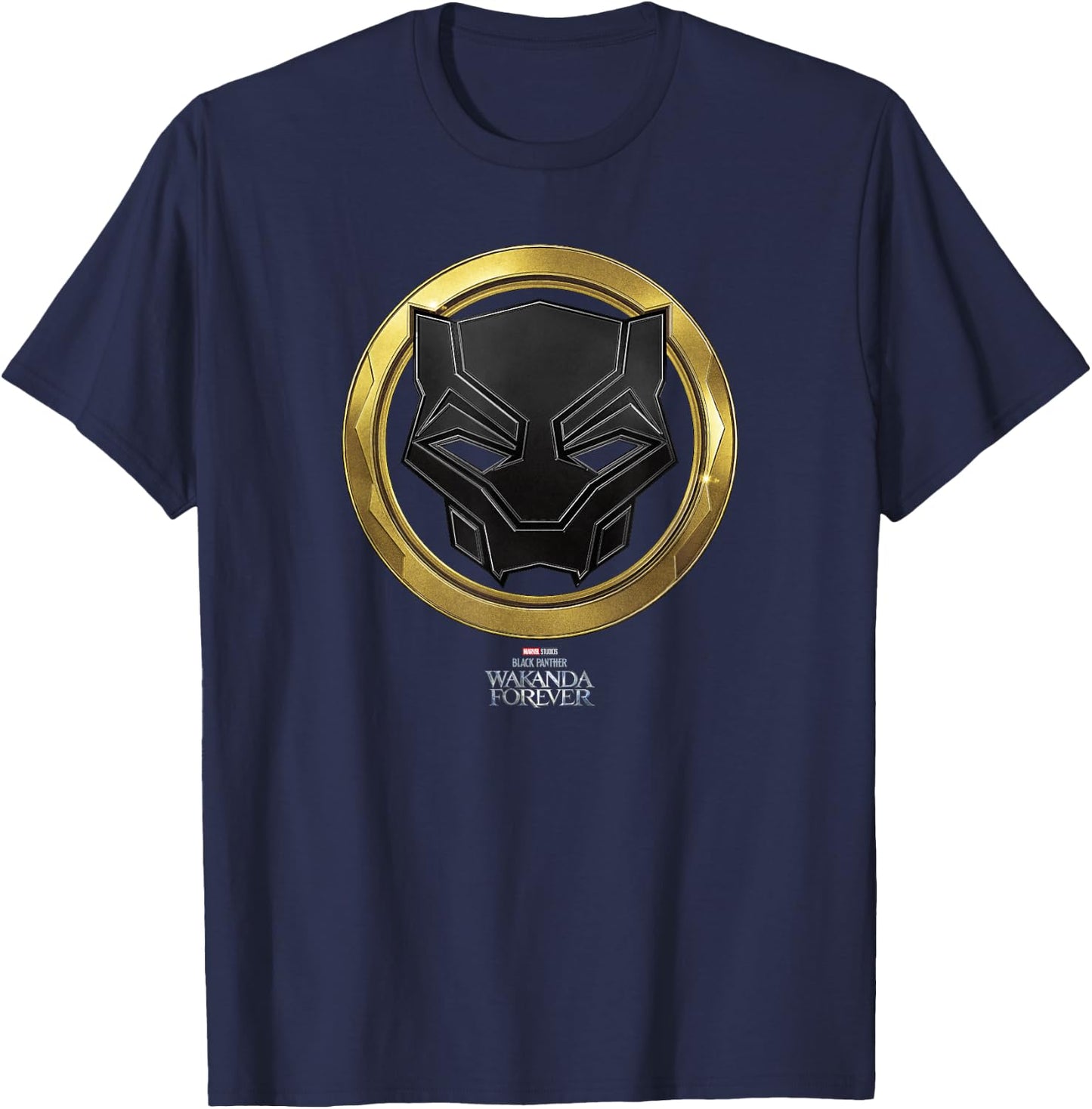 Marvel Black Panther: Wakanda Forever Metal Badge T-Shirt - T-Shirt | Navy