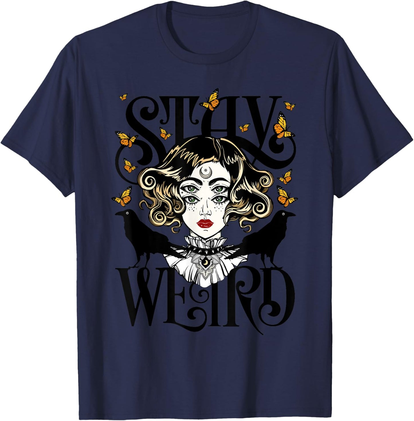 Stay Weird | Rose and The Ravens | Devil Girl T-Shirt - T-Shirt | Navy