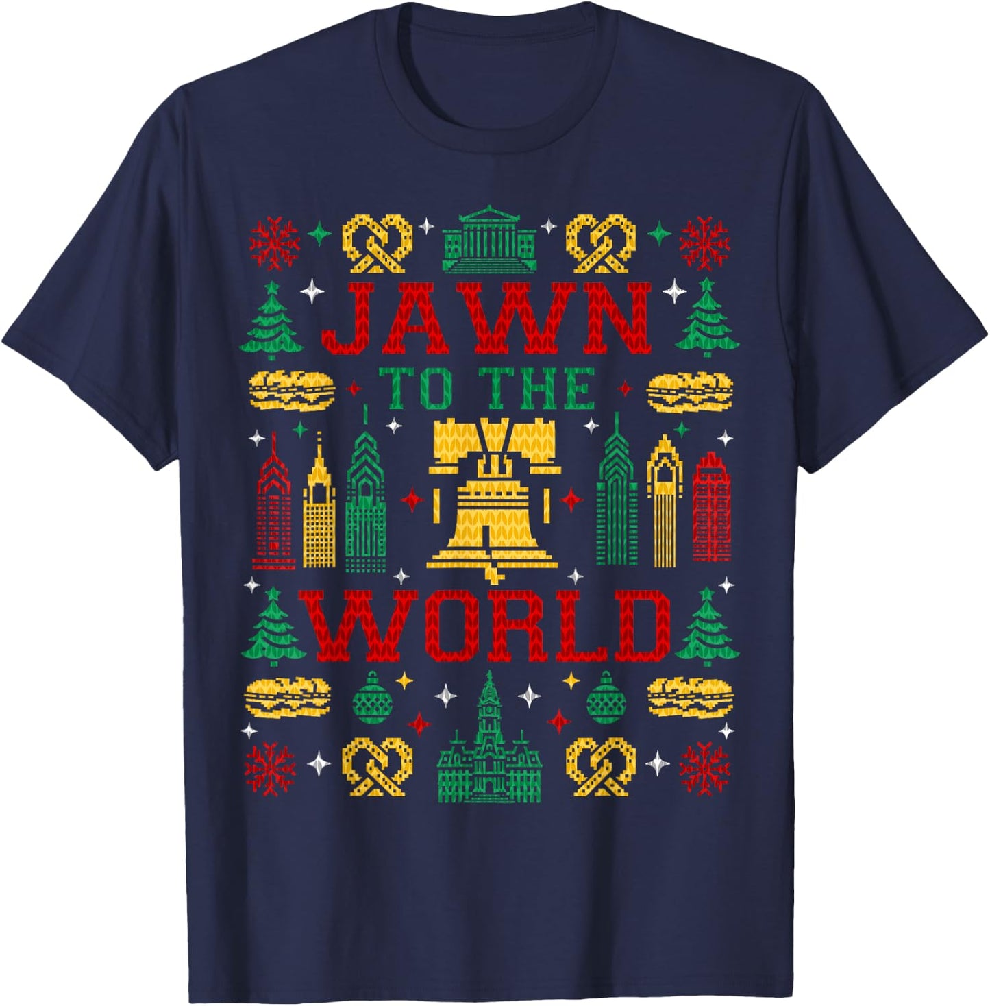 JAWN to the WORLD Philly Fan Philadelphia Ugly Christmas T-Shirt - T-Shirt | Navy