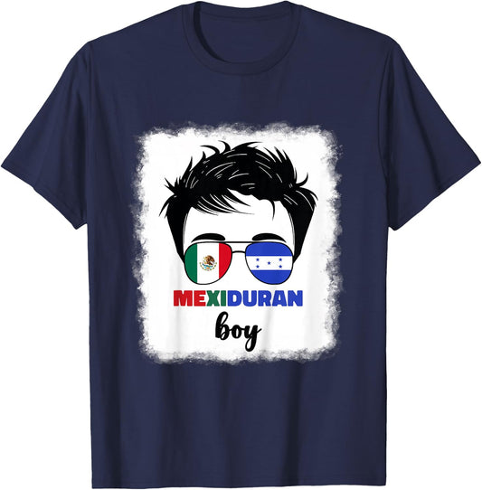 Kids Half Mexican And Honduran Mexico Honduras Flag Boys Boy Kids T-Shirt - T-Shirt | Navy