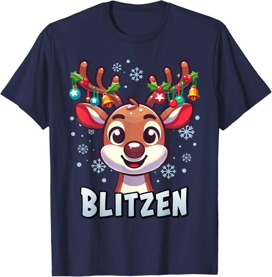 Santa’s Reindeer Blitzen Xmas Group Costume T-Shirt - T-Shirt | Navy