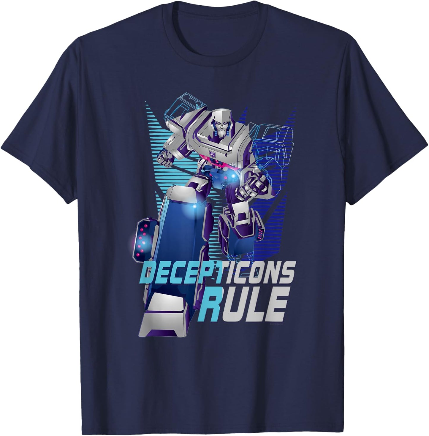 Transformers Megatron Decepticons Rule Epic Logo T-Shirt - T-Shirt | Navy