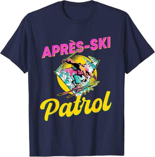 80s Retro Apres-Ski Patrol Wear 90s Skiing T-Shirt - T-Shirt | Navy