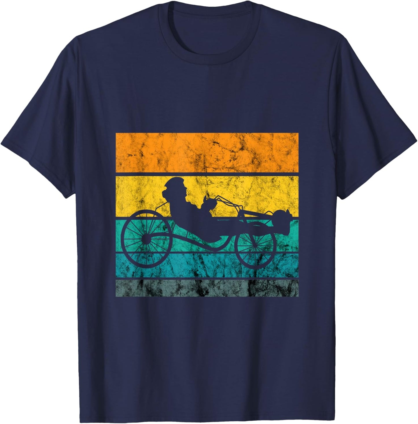 Recumbent Trike Cyclist Vintage Retro Triker Recumbent Bike T-Shirt - T-Shirt | Navy