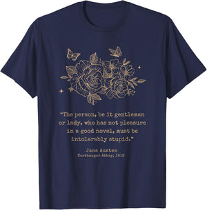 Jane Austen Dark Academia Bookish Bookworm Literary Novel T-Shirt - T-Shirt | Navy