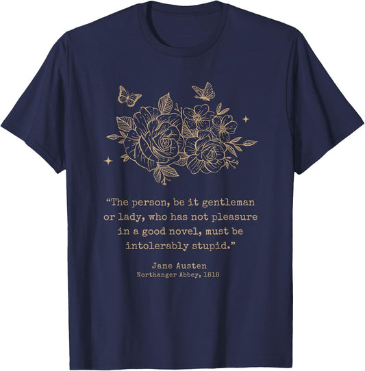 Jane Austen Dark Academia Bookish Bookworm Literary Novel T-Shirt - T-Shirt | Navy