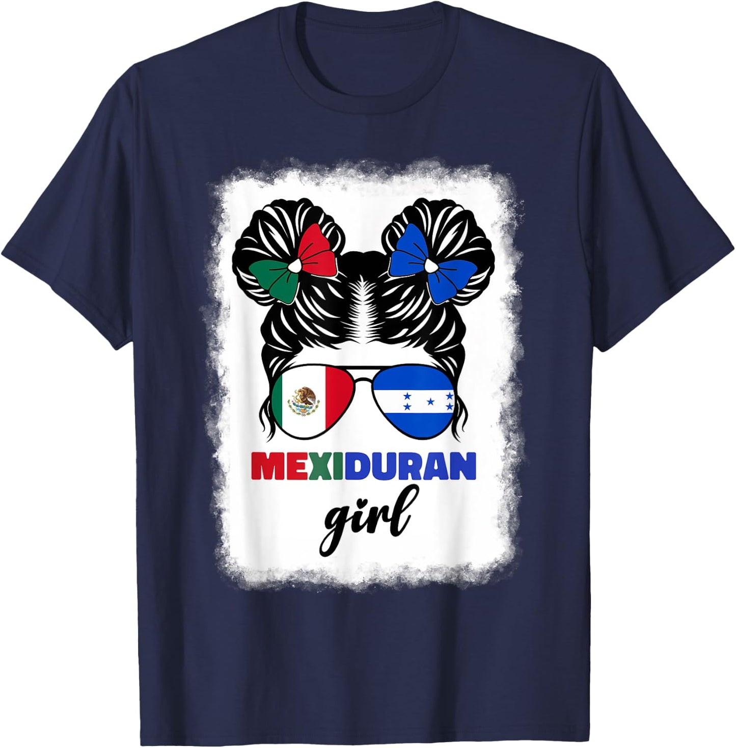 Half Mexican And Honduran Mexico Honduras Flag Girl Kids T-Shirt - T-Shirt | Navy