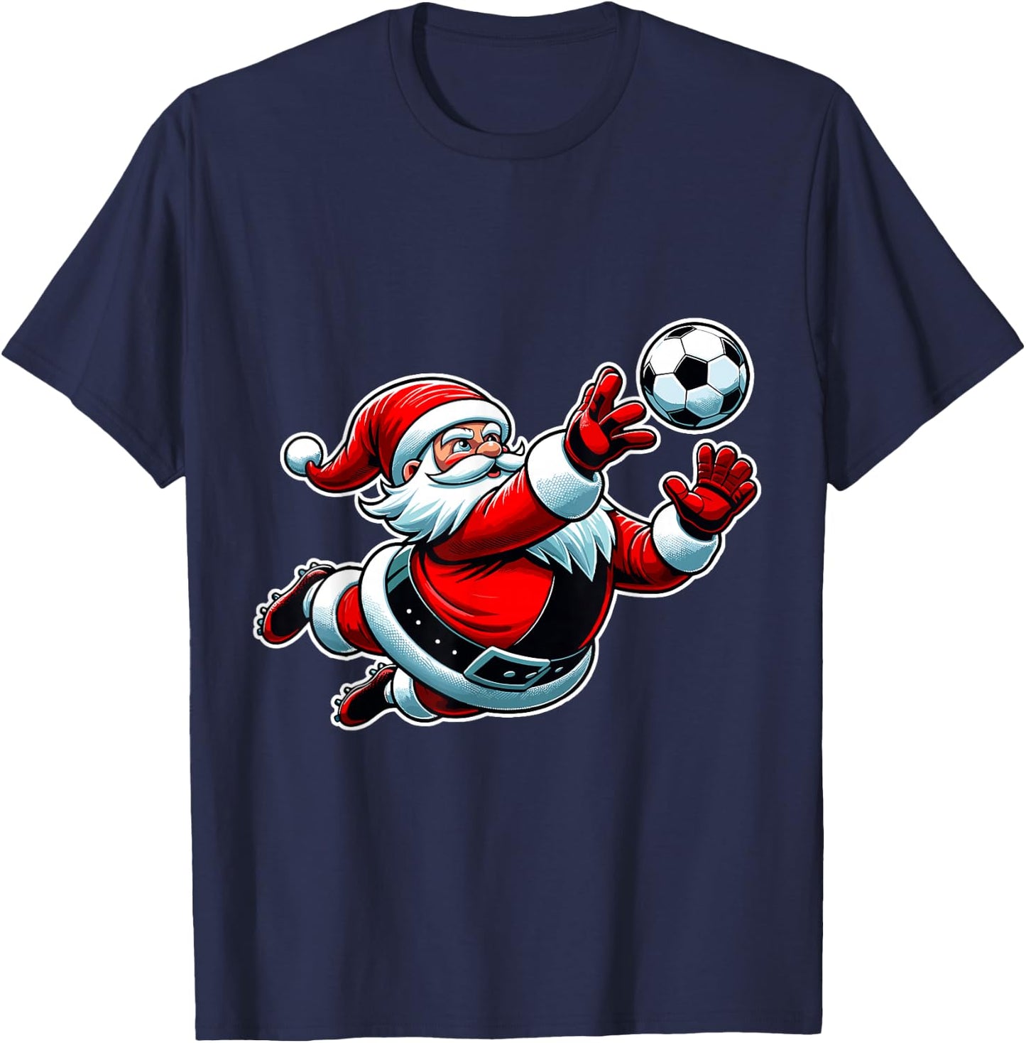 Soccer Santa Christmas Xmas Kids Boys Goalkeeper Ball goalie T-Shirt - T-Shirt | Navy