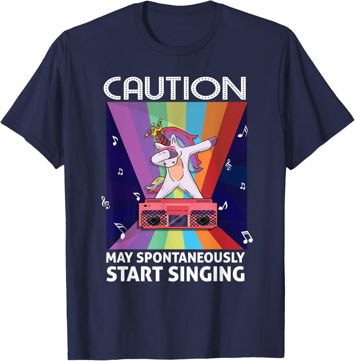 Singer Music Party Caution May Spontaneously start singing T-Shirt - T-Shirt | Navy