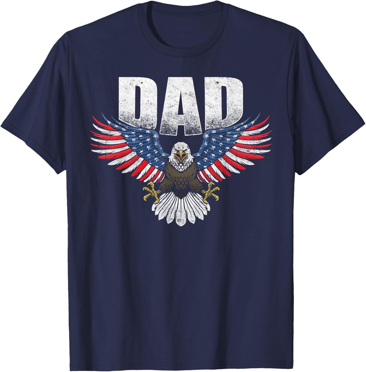 Bald Eagle Patriotic USA Flag DAD Vintage Novelty T-Shirt - T-Shirt | Navy