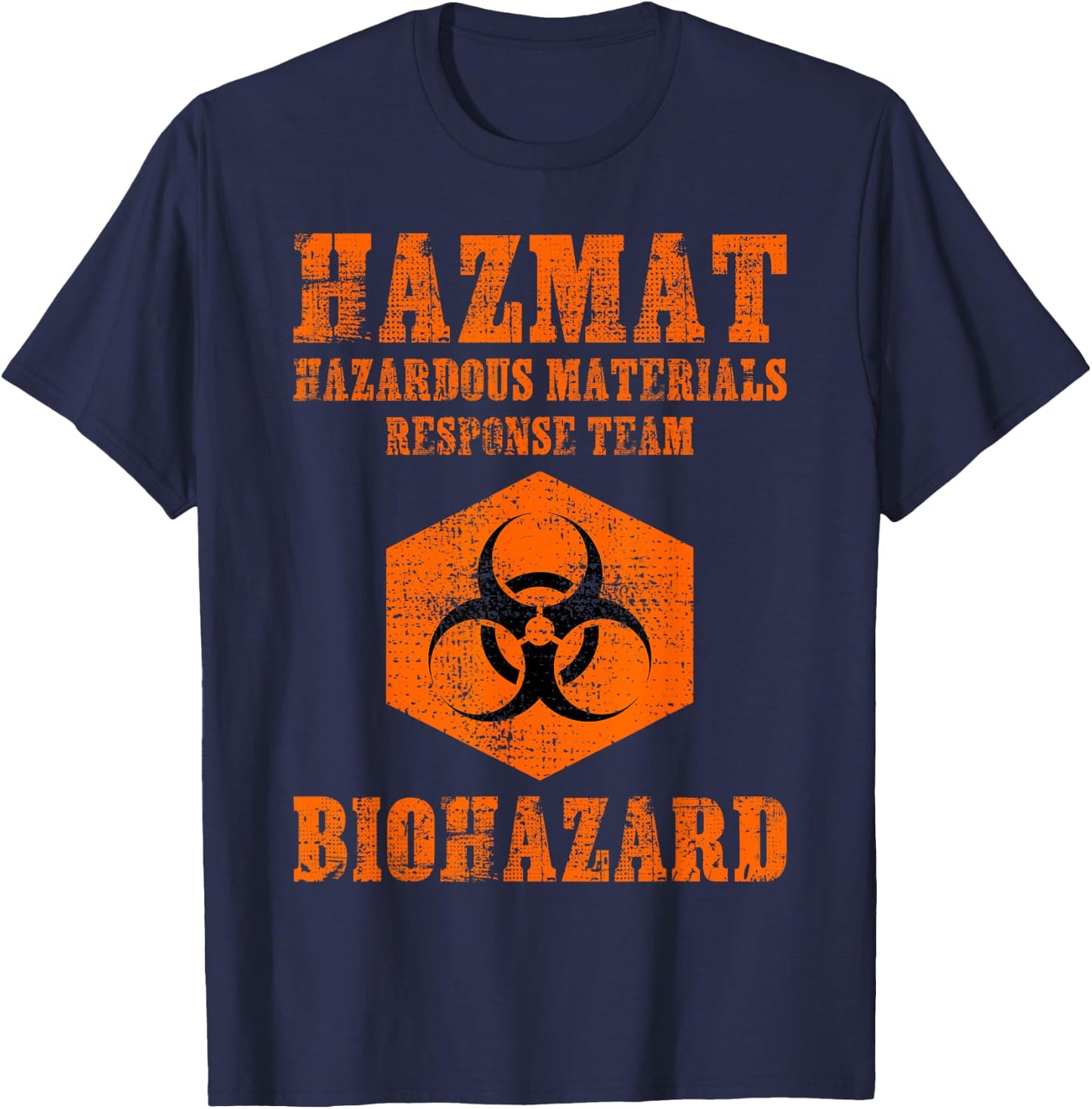 Hazardous Material Hazmat Response Team Grunge Biohazard T-Shirt - T-Shirt | Navy