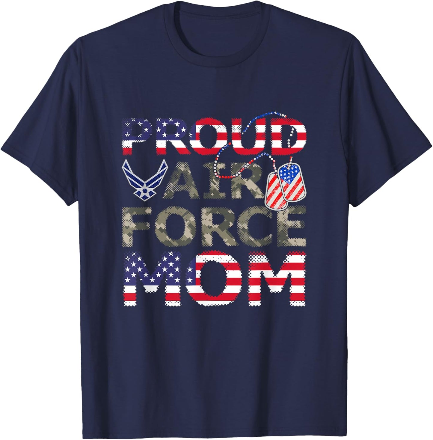Proud Air Force Mom American Veteran Military T-Shirt - T-Shirt | Navy