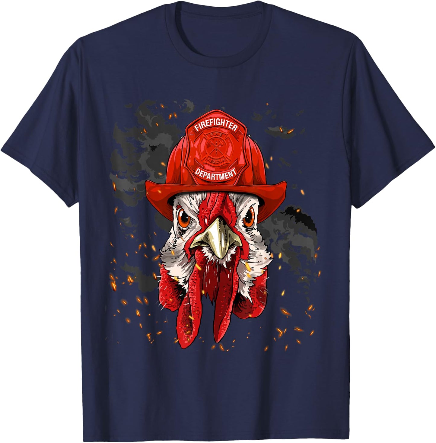 Firefighter Chicken Fire Department Fireman Chicken Lover T-Shirt - T-Shirt | Navy