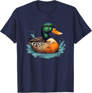 Funny swimming wild Duck for Mallard Bird Lovers T-Shirt - T-Shirt | Navy