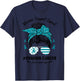Messy Bun Ovarian Cancer Awareness Day Warrior Support Squad T-Shirt - T-Shirt | Navy