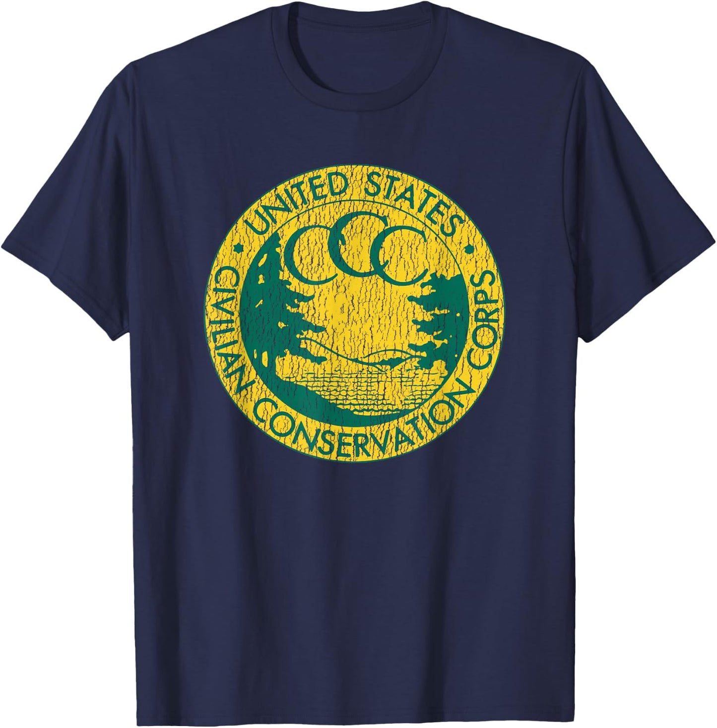 Civilian Conservation Corps CCC Logo Retro Distressed 1930s T-Shirt - T-Shirt | Navy