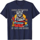 Easily Distracted by Cats and Books Book Lovers T-Shirt - T-Shirt | Navy
