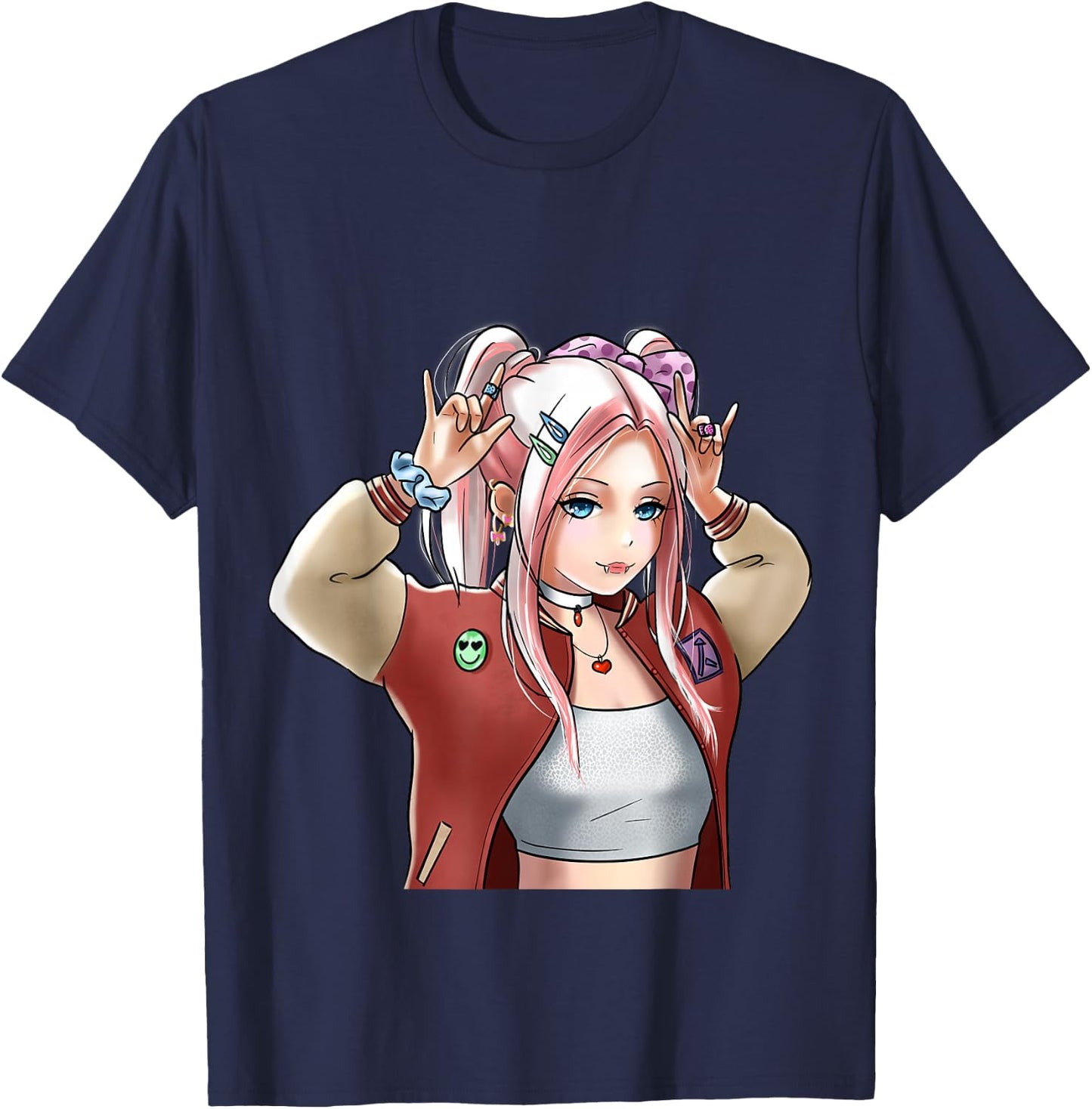 Anime Girl | Otaku Kawaii | Japanese Art Anime T-Shirt - T-Shirt | Navy
