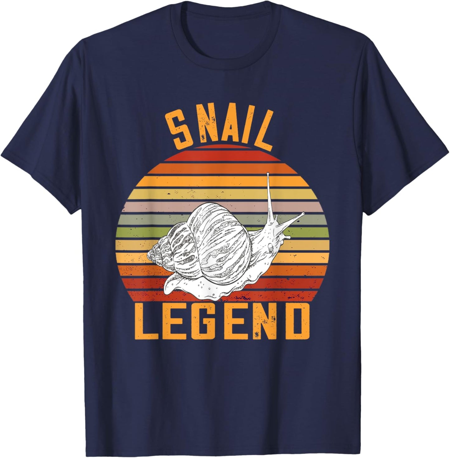 Retro Snail Legend Snails Lover Mollusk Snail Shell T-Shirt - T-Shirt | Navy