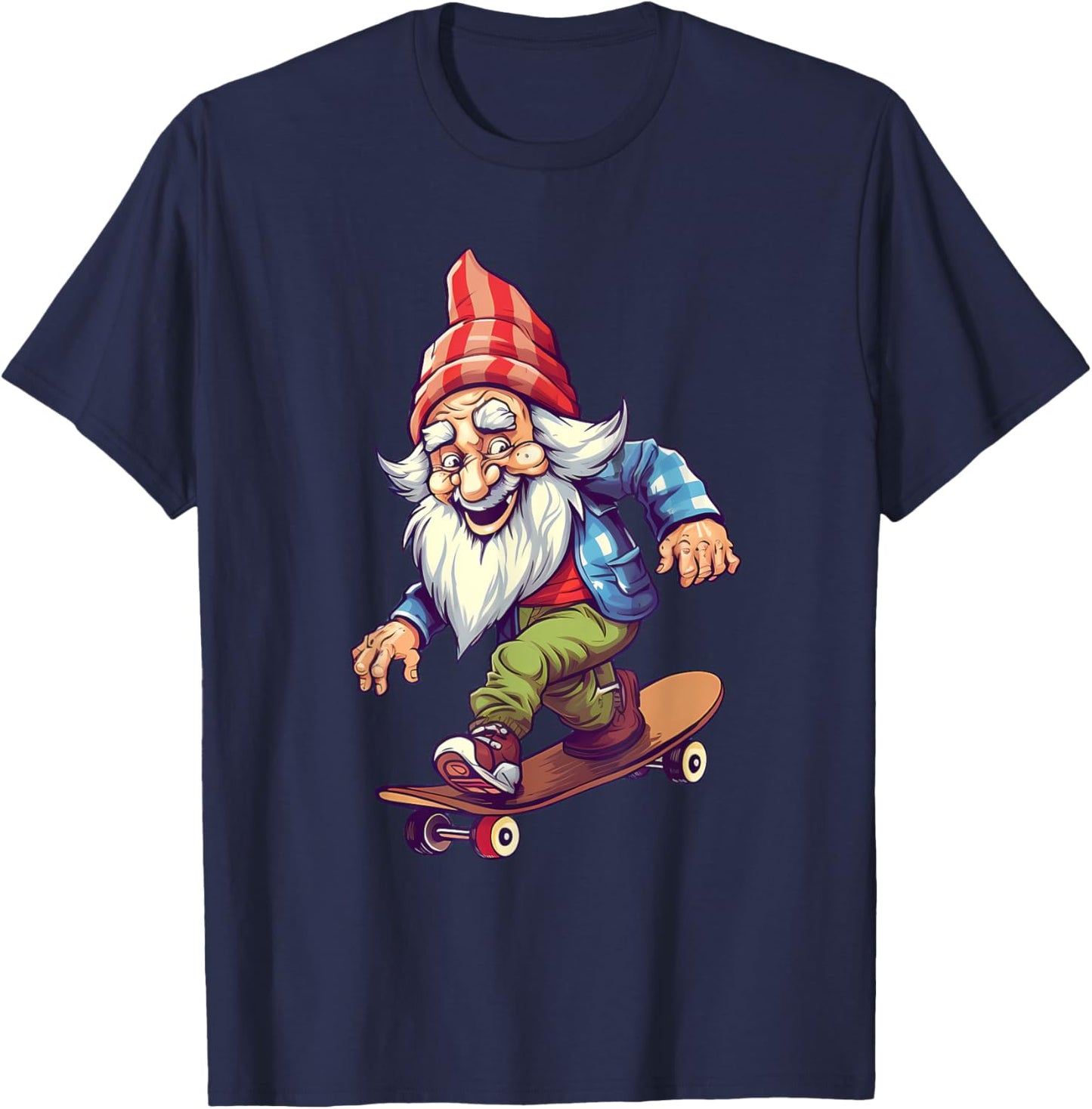Retro Skateboarding Gnome Skateboard T-Shirt - T-Shirt | Navy