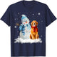 Funny Golden Retriever Christmas Snowman Christmas Pajama T-Shirt - T-Shirt | Navy