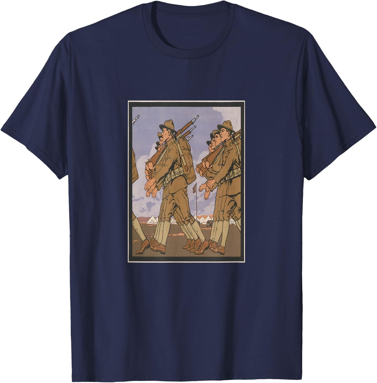 Vintage Doughboys of WWI Illustration (1916) T-Shirt - T-Shirt | Navy