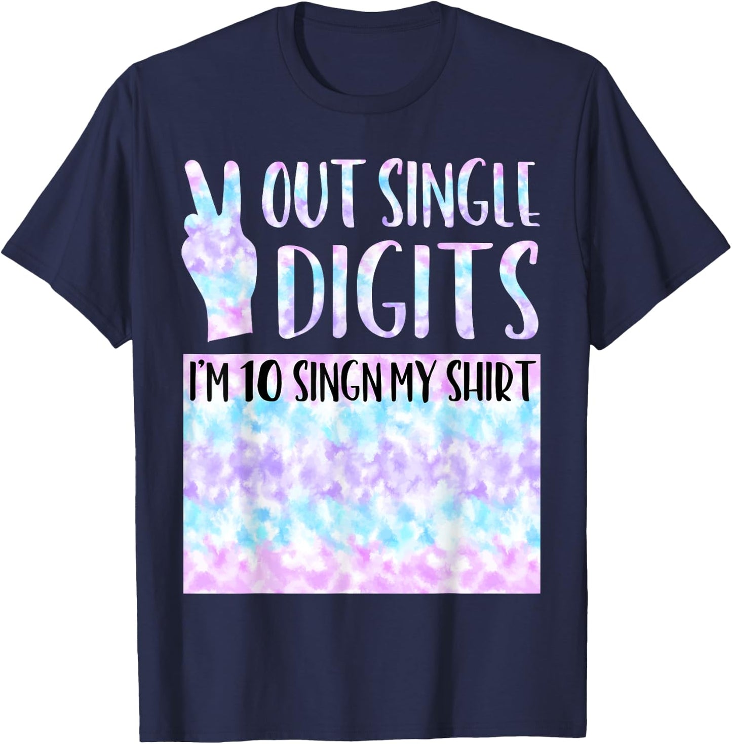 Peace Out Single Digits Party Decor Graphic T-Shirt - T-Shirt | Navy