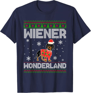 Weenie Wiener Dog Doxie Design Dackel Christmas Dachshund T-Shirt - T-Shirt | Navy