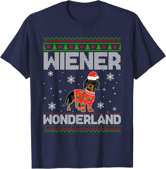 Weenie Wiener Dog Doxie Design Dackel Christmas Dachshund T-Shirt - T-Shirt | Navy