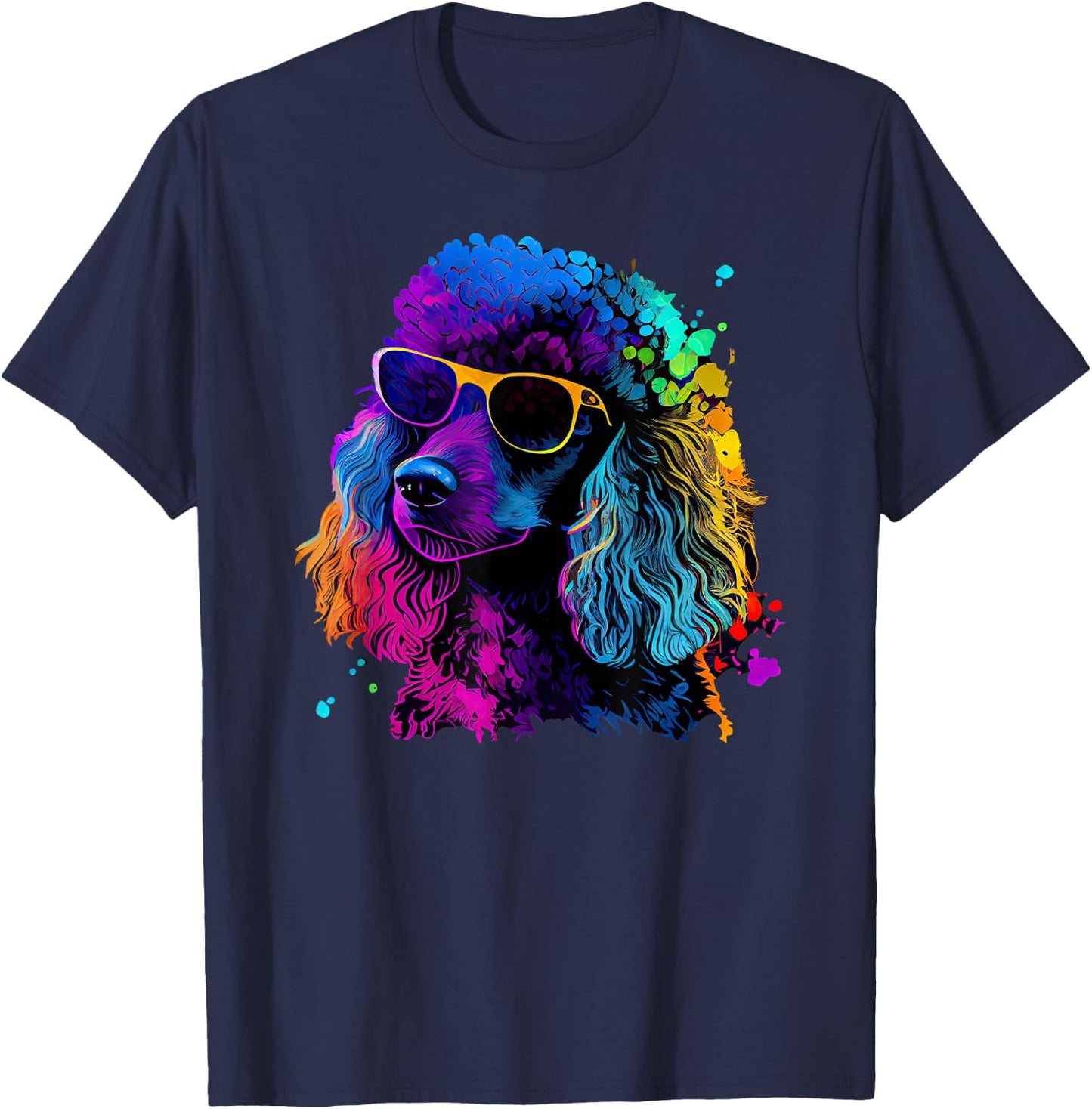 Poodle Pop Art Colorful Design Poodle Lovers T-Shirt - T-Shirt | Navy