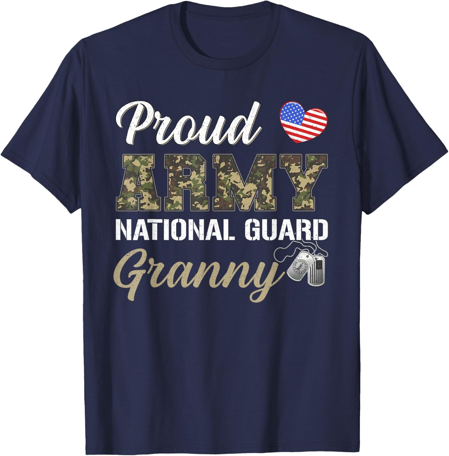 Retro Proud Army National Guard Granny Military Pride Outfit T-Shirt - T-Shirt | Navy