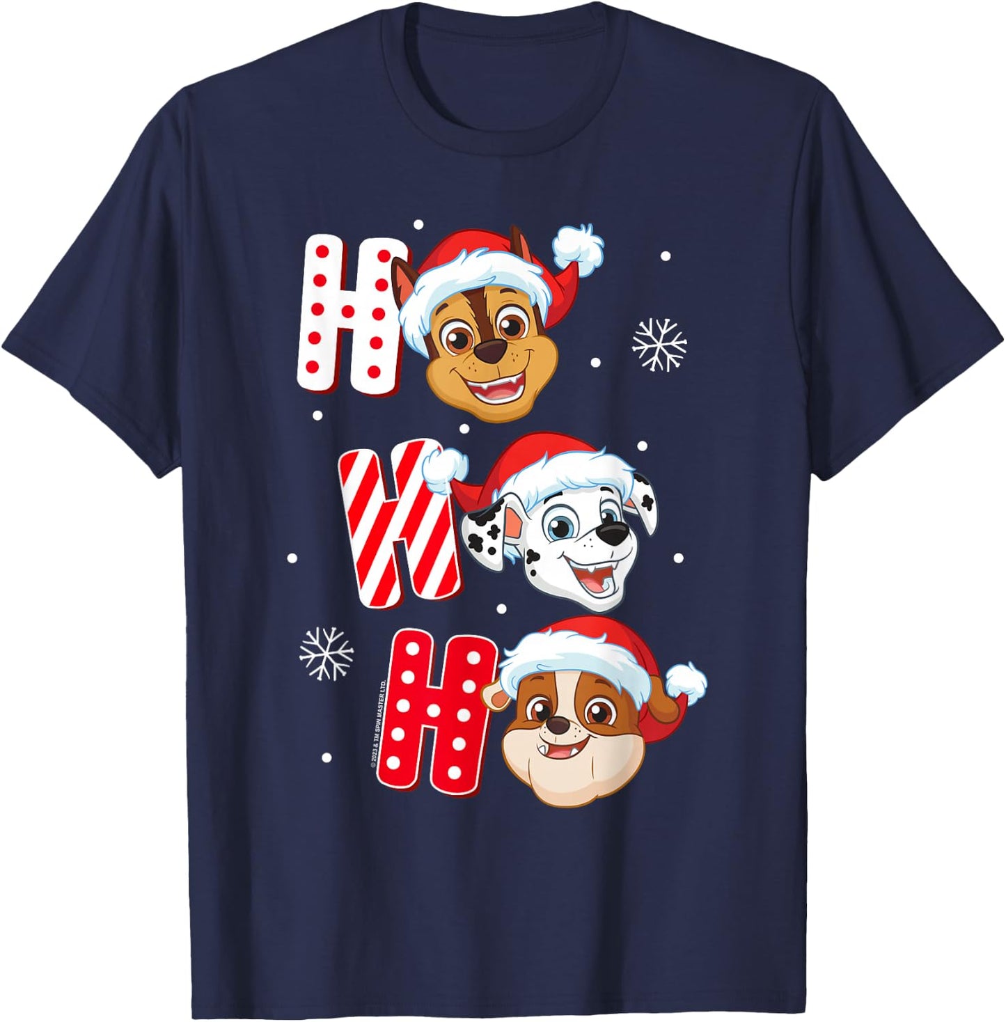 Paw Patrol Chase Marshall Rubble Christmas Santa Hats T-Shirt - T-Shirt | Navy