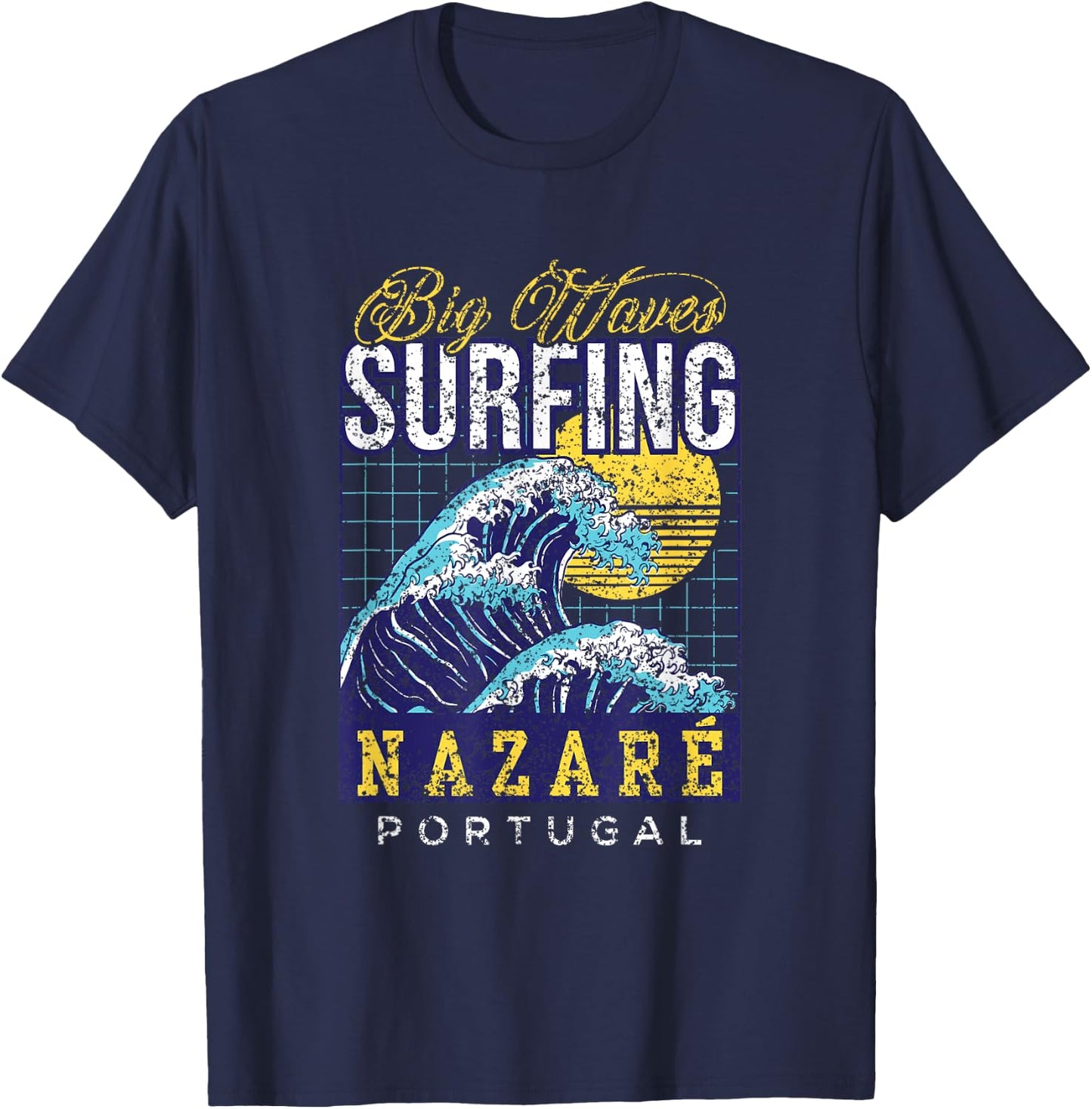 Big Wave Surfing Nazaré Portugal Surfer Surf T-Shirt - T-Shirt | Navy