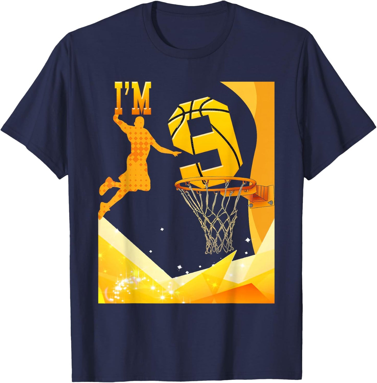 I'm 9 Bball 9th Birthday A Boys Girls Who Plays Basketball T-Shirt - T-Shirt | Navy