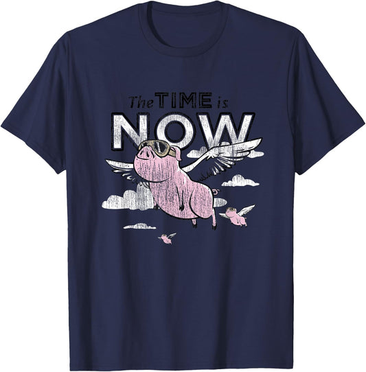The Time is Now Flying Pig T-Shirt - T-Shirt | Navy