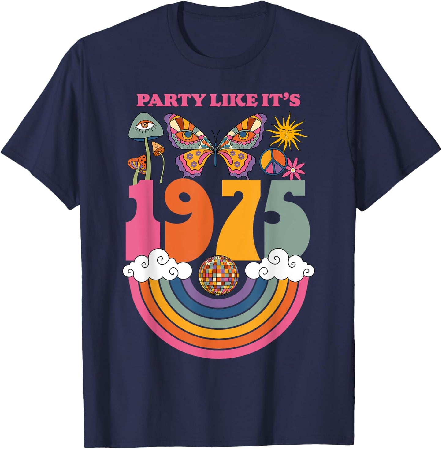 1975 Birthday Party Costume 70s Disco Outfits Men T-Shirt - T-Shirt | Navy