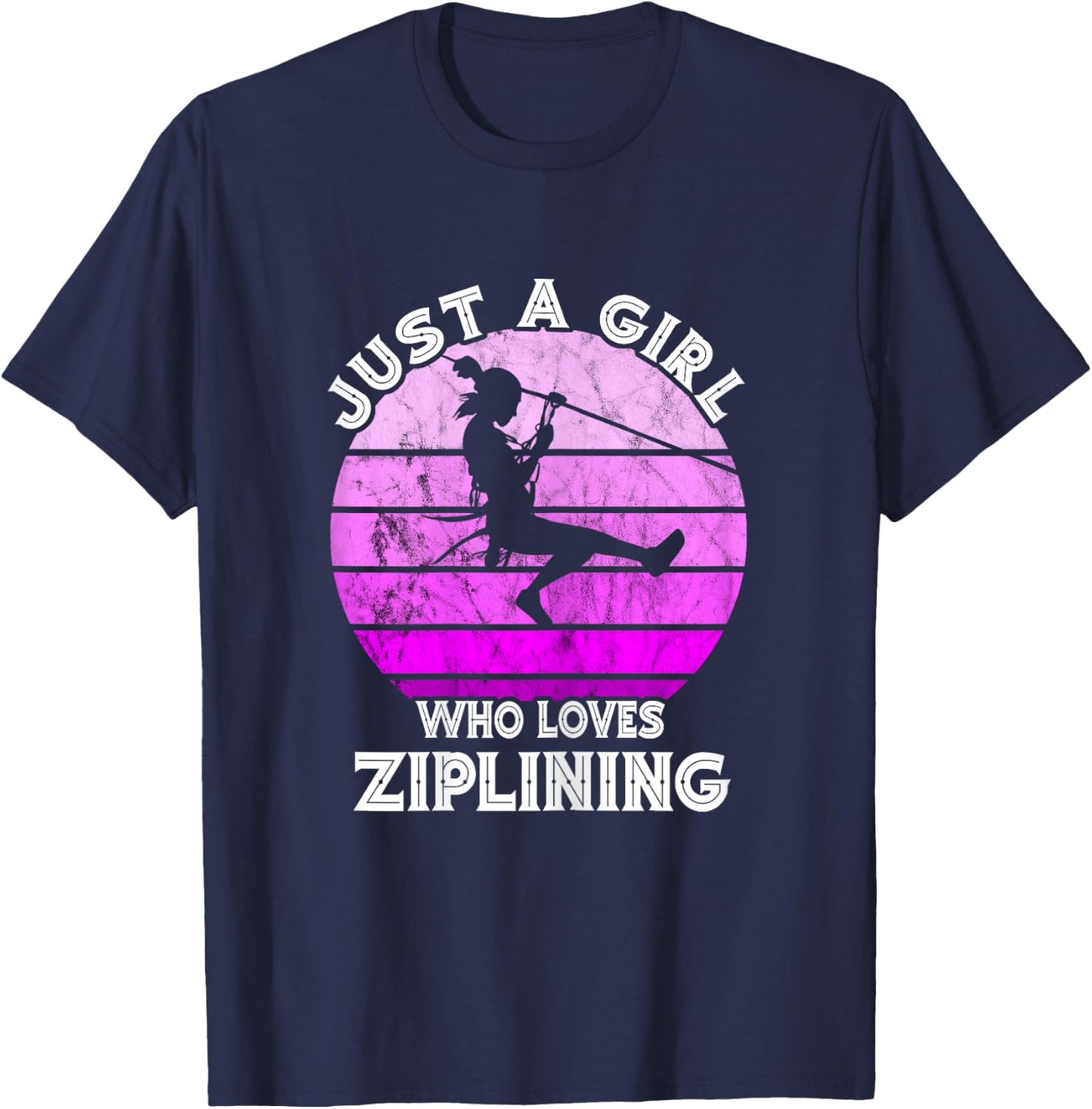 Just A Girl Vintage Zipline Zip Lining Zip Line Aerial Tours T-Shirt - T-Shirt | Navy