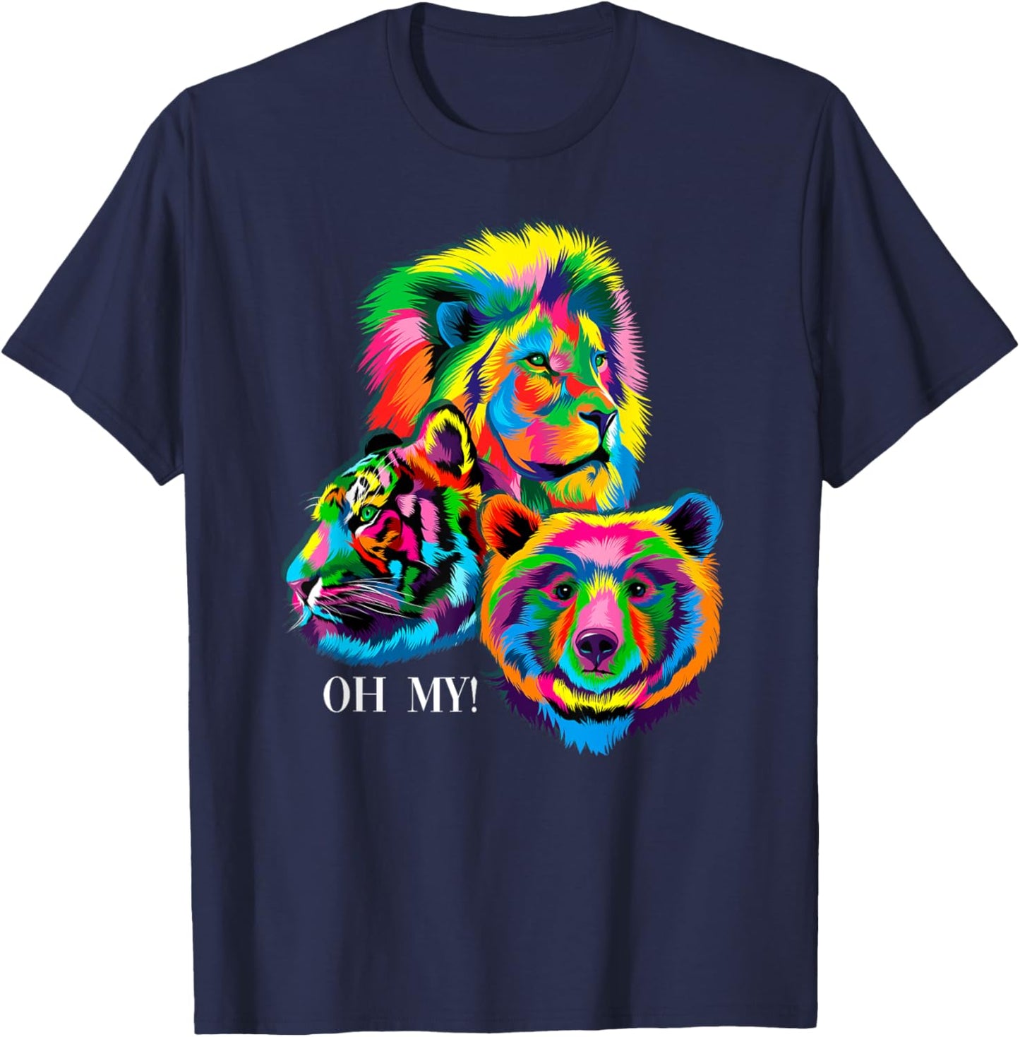 Colorful Lion, Tiger, Bear, Oh My! T-Shirt - T-Shirt | Navy