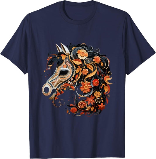 Dia De Los Muertos Day Of The Dead Halloween Horse T-Shirt - T-Shirt | Navy