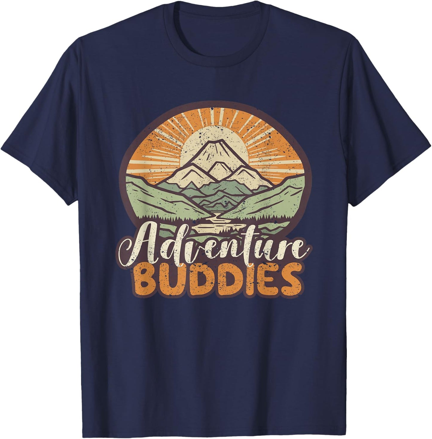 Adventure Buddies Couples Funny Hiking Adventure Mountains T-Shirt - T-Shirt | Navy