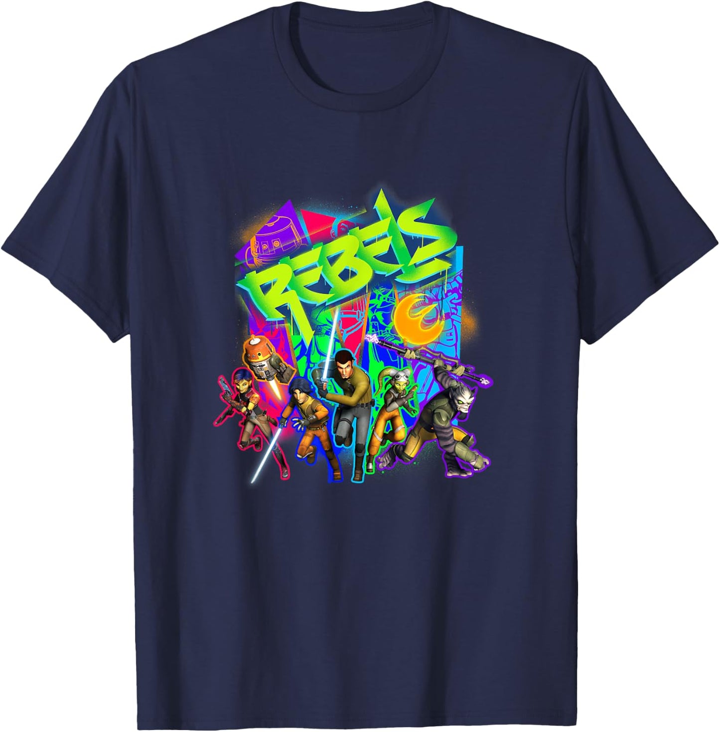 Star Wars Rebels Urban Graffiti Art Style Group Portrait T-Shirt - T-Shirt | Navy