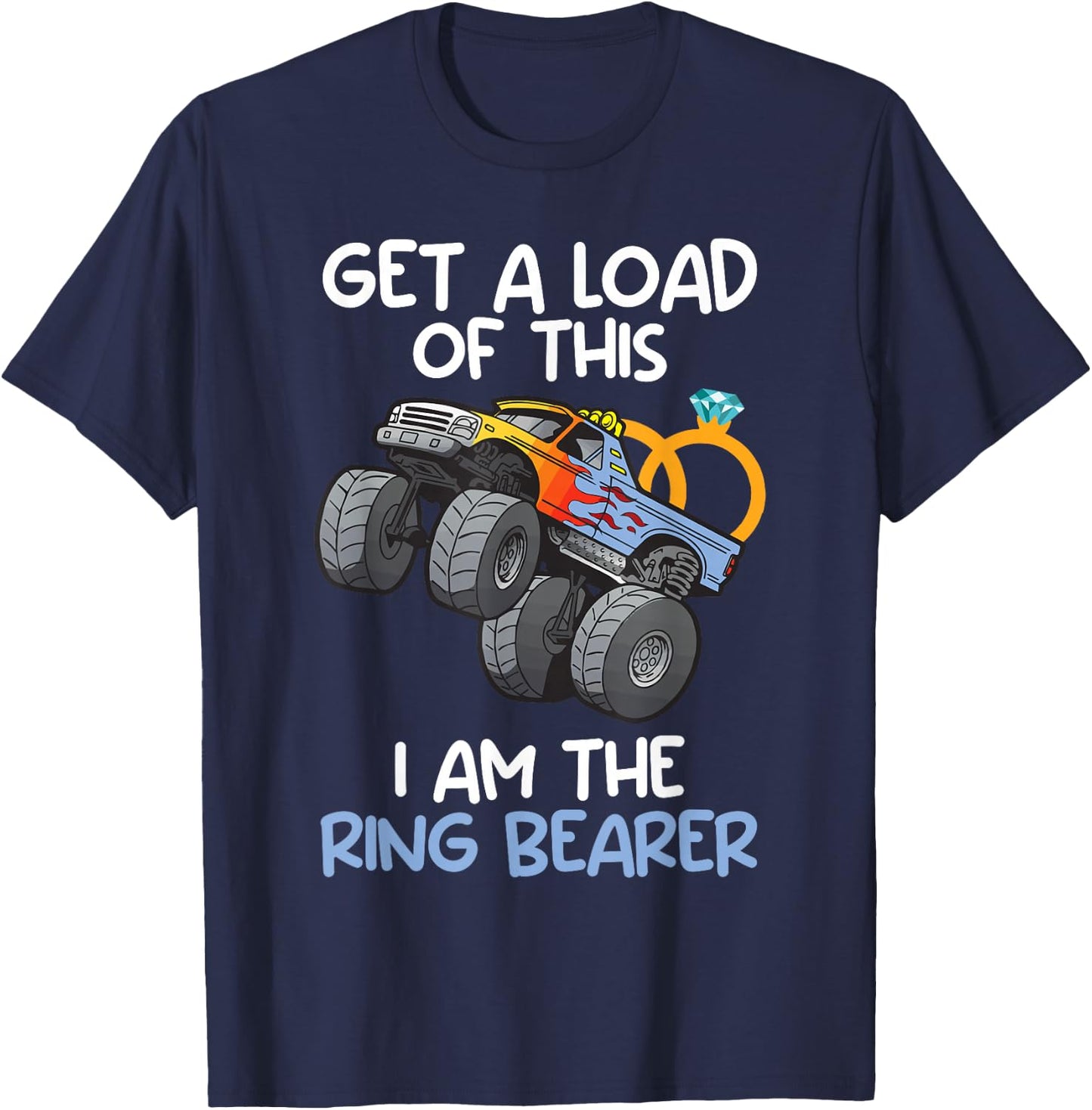 Wedding Shirt Iam The Ring Bearer Funny Monster Truck Boys T-Shirt - T-Shirt | Navy