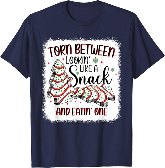 Torn Between Looking Like A Snack Or Eating One Christmas T-Shirt - T-Shirt | Navy