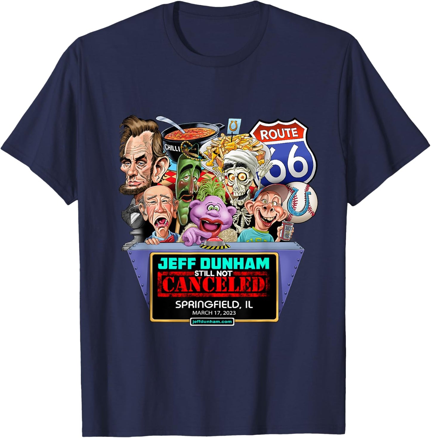 Jeff Dunham Springfield, IL (2023) T-Shirt - T-Shirt | Navy