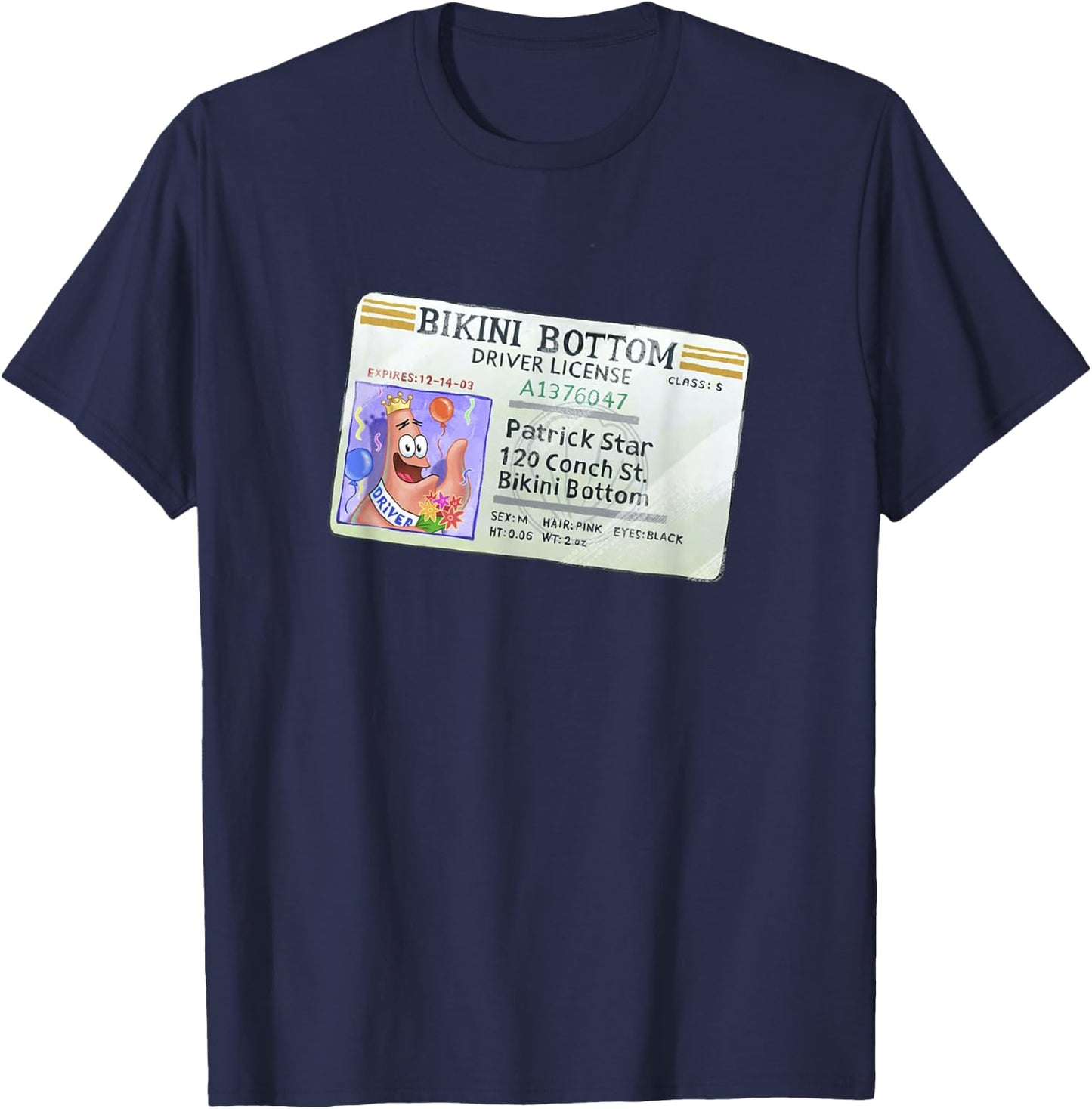 SpongeBob SquarePants Patrick Star Driver License King Logo T-Shirt - T-Shirt | Navy