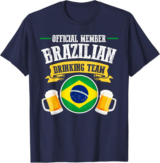 Official Member Brazilian Drinking Team Beers Drink Party T-Shirt - T-Shirt | Navy