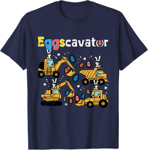 Eggscavator Easter Egg Hunt Construction Trucks Toddler Boys T-Shirt - T-Shirt | Navy