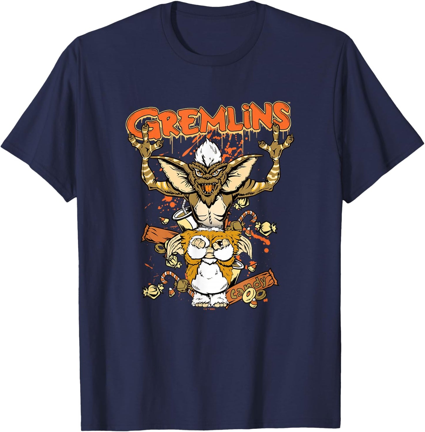 Gremlins Halloween Gizmo Candy Change Crunch T-Shirt - T-Shirt | Navy